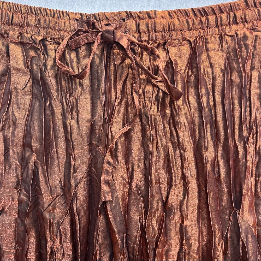 Vintage Y2K Crinkle Broom Full Maxi Skirt Copper Metallic Witchy Fairy Sz XL NWT - Picture 3 of 8